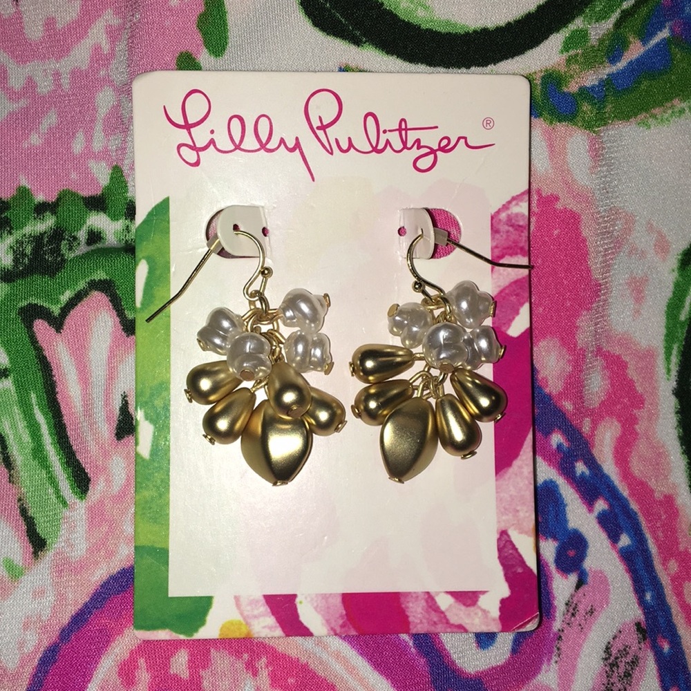 Lilly Pulitzer Gold Pearl Earrings NWT